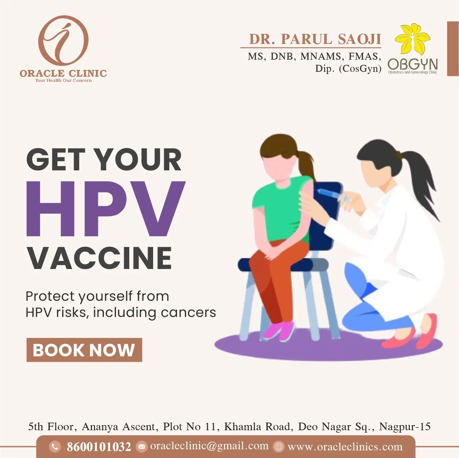 Get your HPV vaccine in Oracle Clinic Nagpur